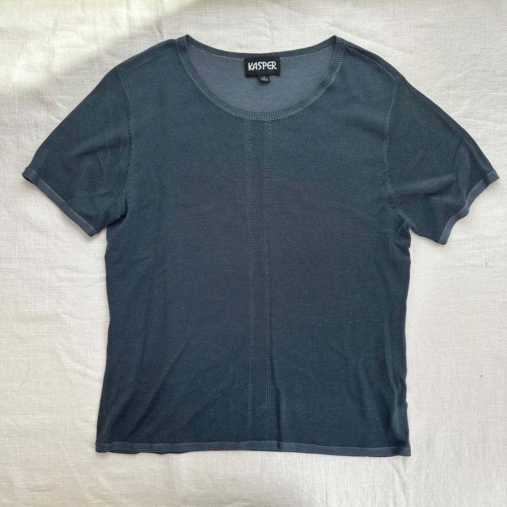 Vintage Kasper Knit‎ Top Short Sleeve Casual Tee T-Shirt Women's Size 12